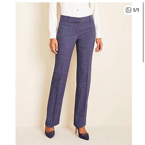 Ann Taylor Pants - Ann Taylor Straight Leg Pants in Blue Crosshatch